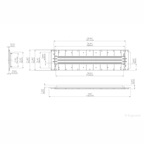 Moulage of ERGOVENT LINEO-PRO PUZZLE diffuser (3 slots x 20 mm x 1050 mm)