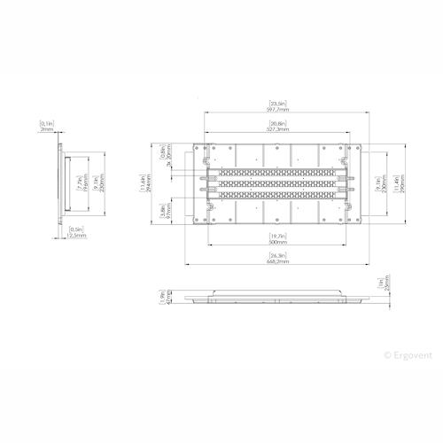 Moulage of ERGOVENT LINEO-PRO PUZZLE diffuser (3 slots x 20 mm x 500 mm)