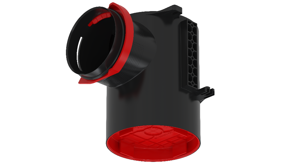 Zehnder Housing TVA-P90, Connects 1x Dia 100mm Valve to 1 x Dia 90mm Port, 64mm Length