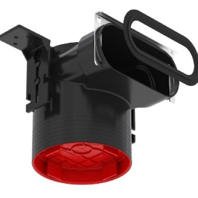 Zehnder CLRF Circular Grille Housing with 90 Deg Bend, Connects 1 x Dia 125 mm Valve to 1 x Zehnder ComfoTube Flat 51, L35 mm