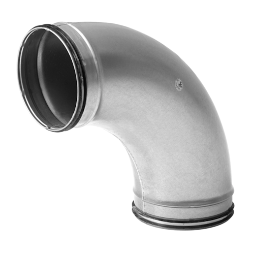 BSU Pressed 90 Deg Bend Long Safe Galvanised, 160mm Diameter