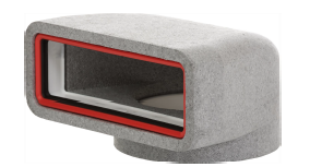 Zehnder GD Rectangular Ducting, Insulated GD9 to Dia 125 mm Adaptor with 90 Deg Bend 220x90 mm
