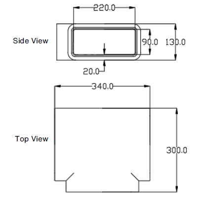 Zehnder GD Rectangular Ducting, Insulated GD9 Horizontal T-Piece 220x90 mm