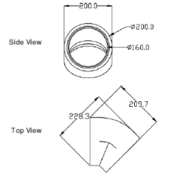 Zehnder GD Round Ducting, Insulated GD9 45 Deg Bend Dia 160 mm