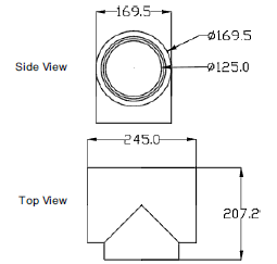 Zehnder GD Round Ducting, Insulated GD8 T-Piece, Dia 125 mm