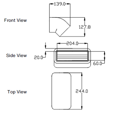 Zehnder GD Rectangular Ducting, Insulated GD8 45 Deg Vertical Bend 204x60 mm