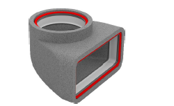 Zehnder GD Rectangular Ducting, Insulated GD9 to Dia 160mm Adaptor with 90 Deg Bend 220x90 mm