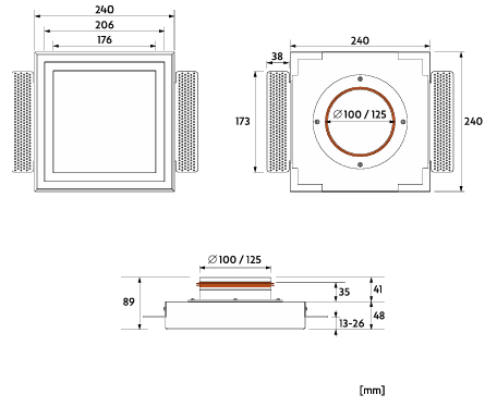 Ergovent Kvadro Ventilation Diffuser - 100/125mm Sizes Available