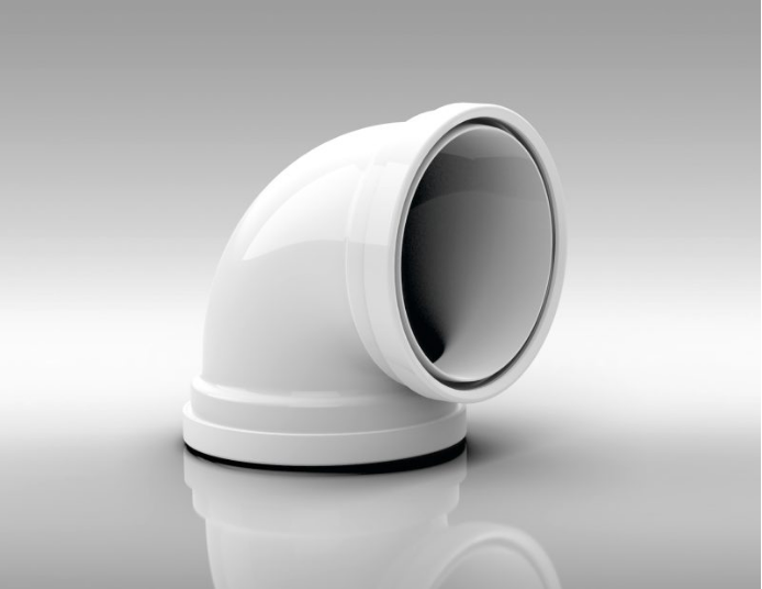 Verplas 125mm Diameter 90° Bend with Self-Seal