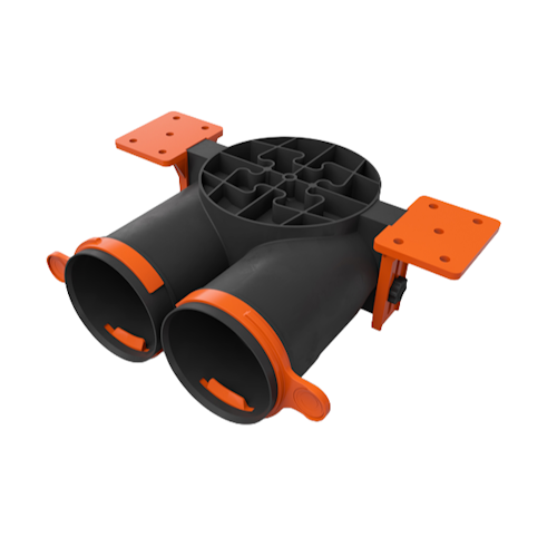 PP plastic diffuser plenum box ERGOVENT AERO-PRO SLIM BOX 2x75 (2 x 75 mm duct connections / 125 mm connection for diffuser)