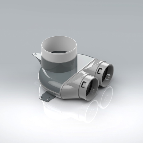Verplas Plenum - 2 x 75mm Dia to 1 x 125mm Dia