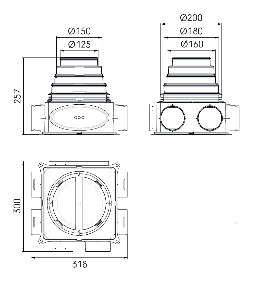 Ubbink Air Excellent Distribution Box DB206V125-200 6 Connections