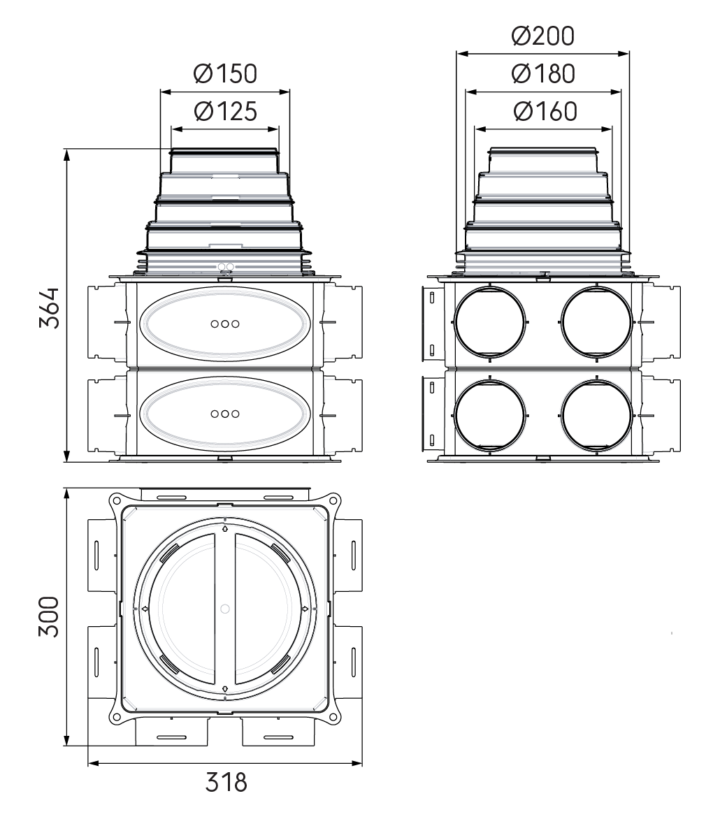 Ubbink Air Excellent Distribution Box DB212V125-200VE 12 Connections