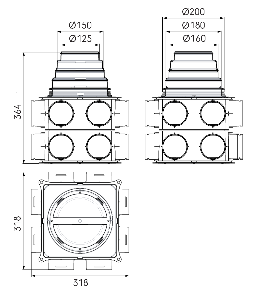 Ubbink Air Excellent Distribution Box DB216V125-200VE 16 Connections