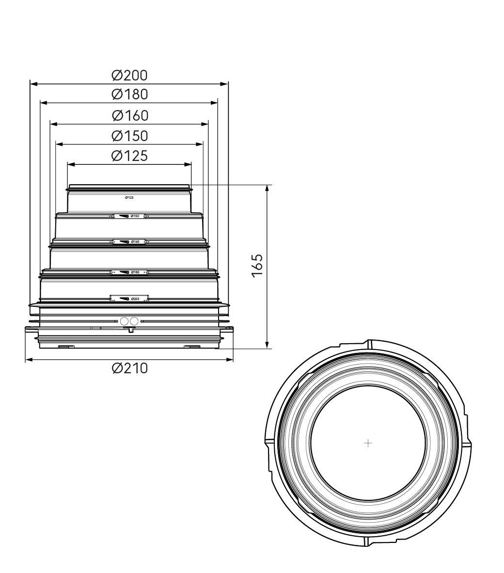 Ubbink Air Excellent DBOX stepped adaptor 125-150-160-180-200