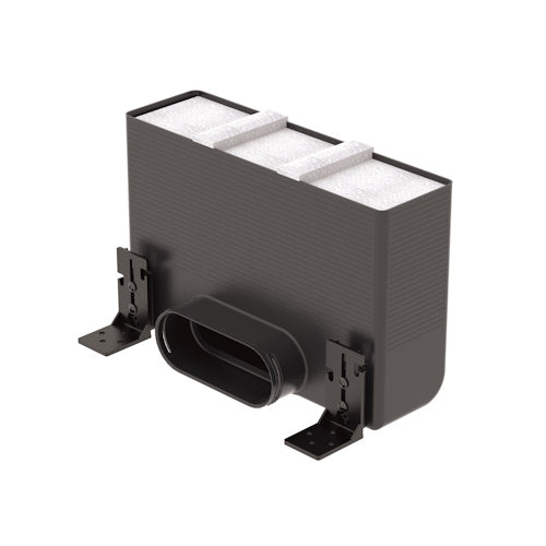 990322000Zehnder grille housing CLF rectangular grille housing with 90 degree bend, connects 1 x 350x130mm grille to 1 x Zehnder ComfoTube Flat 51, L 123mm