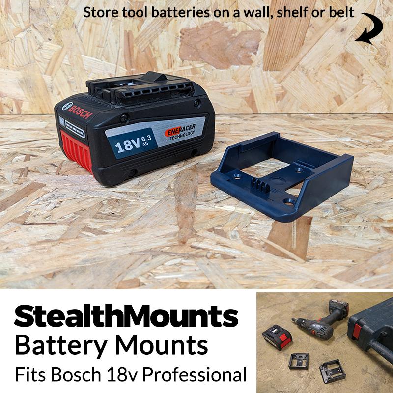 StealthMounts Blue Battery Mounts for Bosch 18v