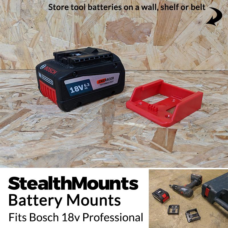 StealthMounts Red Battery Mounts for Bosch 18v
