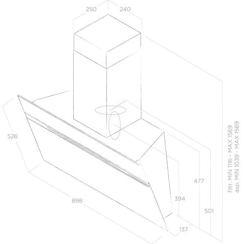 Elica Ascent Urban Cooker Hood with Chimney Kit