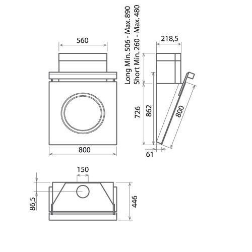 Elica IO Short Chimney Kit in Stainless Steel KIT01796