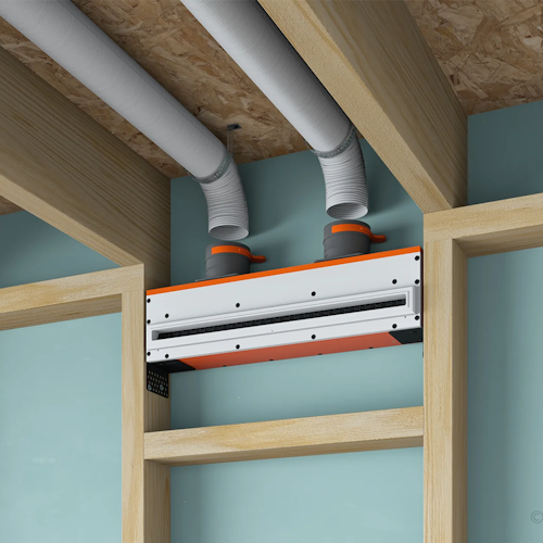 Slot ventilation diffuser ERGOVENT LINEO-500 (2 x 75 mm duct conections / 1 slot x 500 mm x 20 mm / with damper)