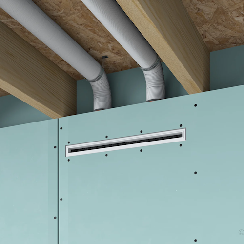 Slot ventilation diffuser ERGOVENT LINEO-500 (2 x 75 mm duct conections / 1 slot x 500 mm x 20 mm / with damper)