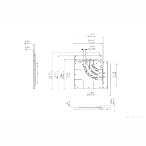 Corner connection for ERGOVENT LINEO-PRO PUZZLE diffuser (3 slots  x 20 mm / 90 degree  ROUNDED  CORNER)
