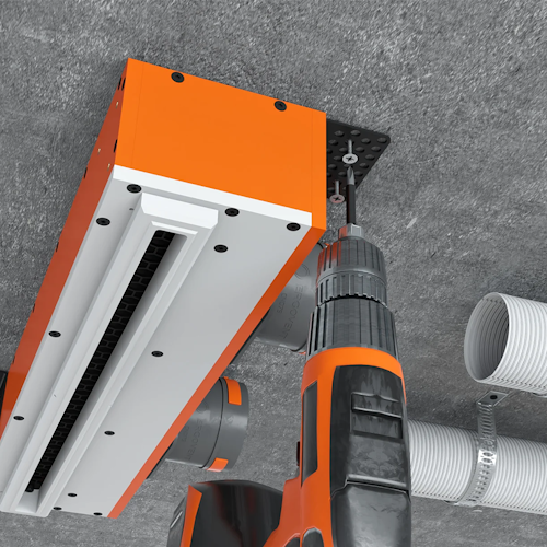 Slot ventilation diffuser ERGOVENT LINEO-500 (2 x 75 mm duct conections / 1 slot x 500 mm x 20 mm / with damper)