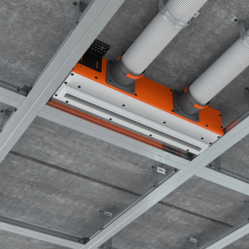 Slot ventilation diffuser ERGOVENT LINEO-500 (2 x 75 mm duct conections / 1 slot x 500 mm x 20 mm / with damper)