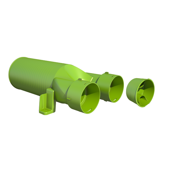 Ubbink AE34c Valve Adaptor 125mm 180° for use with Semi-Rigid 75/63mm Outside/Inside Diameter Duct