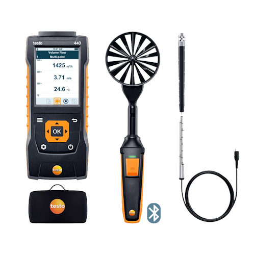 Testo 440 Combo Kit 2 Bluetooth 100mm  Vane Probe  and 16m Vane Probe
