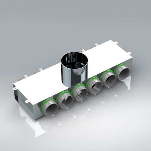 Verplas 150mm Top Inlet Manifold Box c/w 10 x 75mm Dia Duct Conn