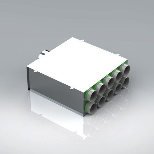 Verplas 150mm Horizontal Inlet Manifold Box c/w 10 x 75mm Dia Duct Conn