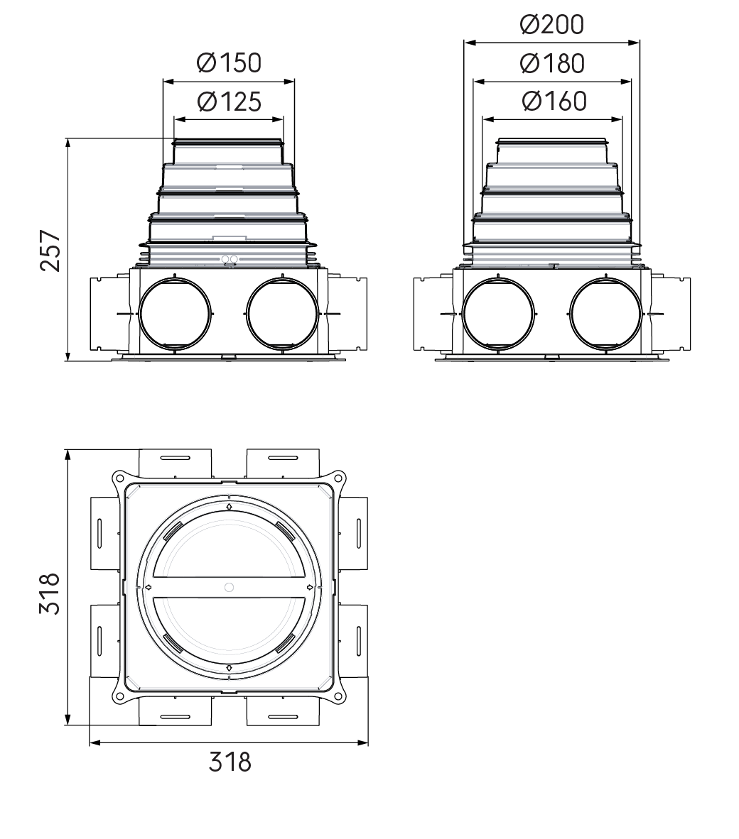 Ubbink Air Excellent distribution box DB208V125-200 8 Connections