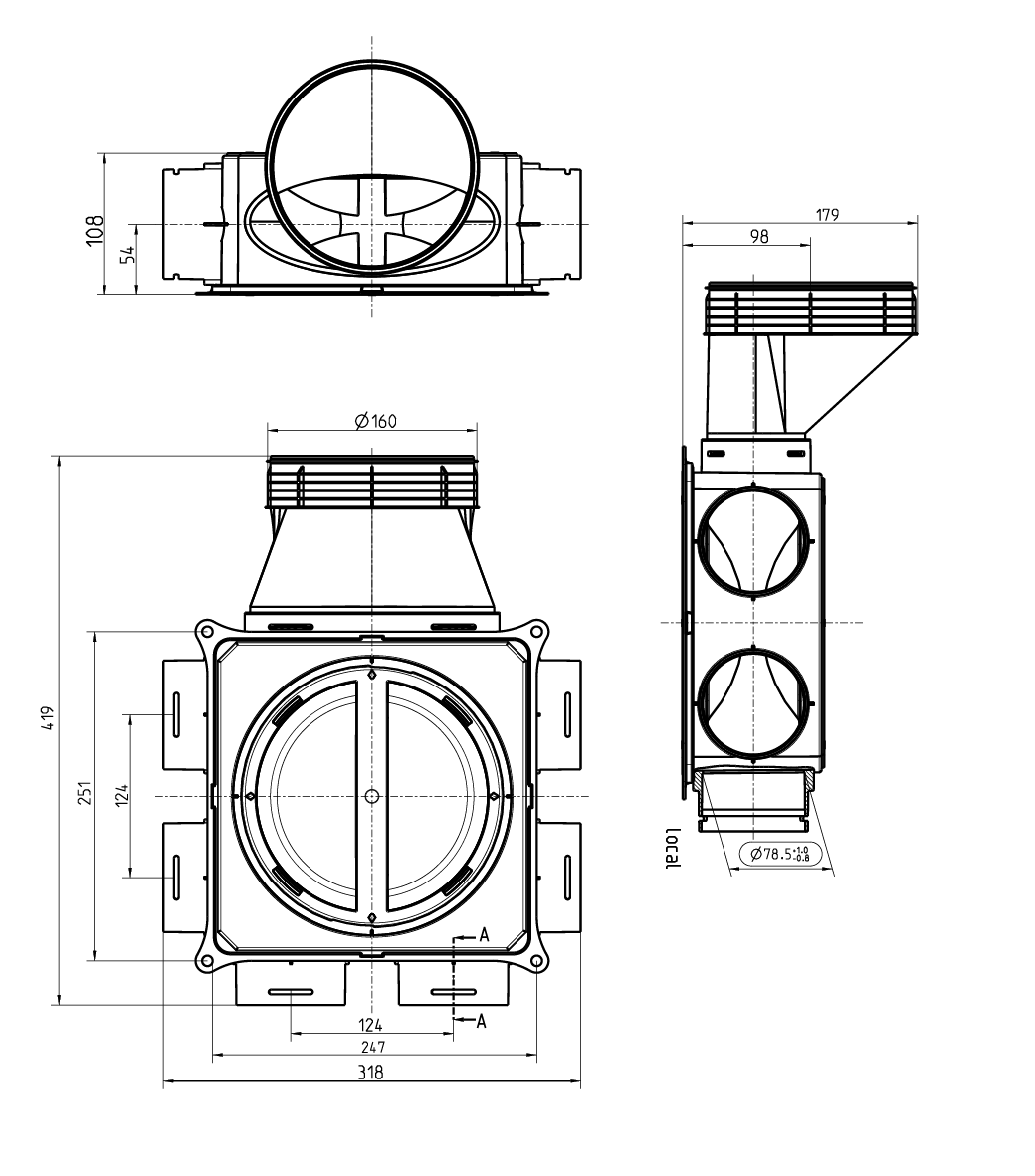 Ubbink Air Excellent Distribution Box DB206H160 6 Connections