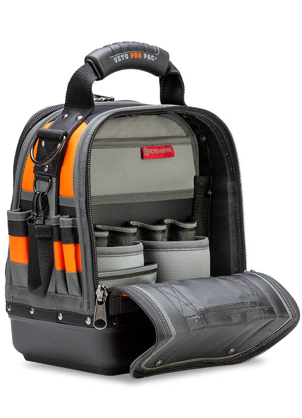 Veto Pro Pac Tech-MCT Hi-Viz Orange Compact/Tall Tool Bag with Free DP3 Drill Pouch