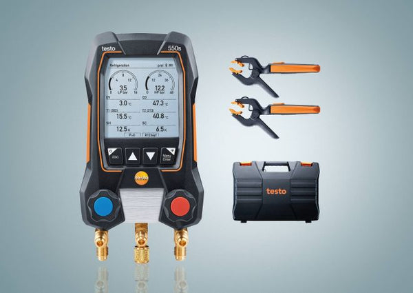 testo 550s Smart Kit - Smart digital manifold with wireless clamp temperature probes