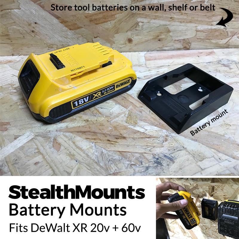 StealthMounts Black Battery Mounts for DeWalt XR