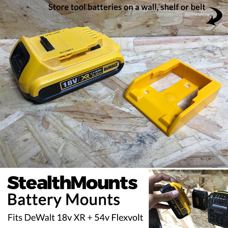 StealthMounts Yellow Battery Mounts for DeWalt XR