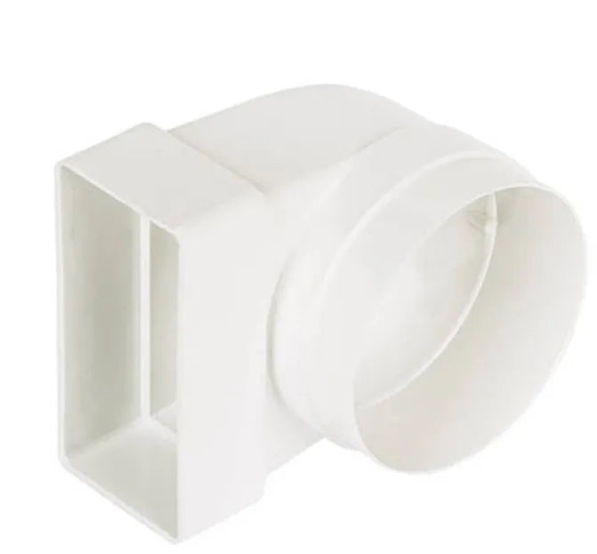 Round (F) to Flat PVC 90 Degree Elbow Connector 110mm x 54mm