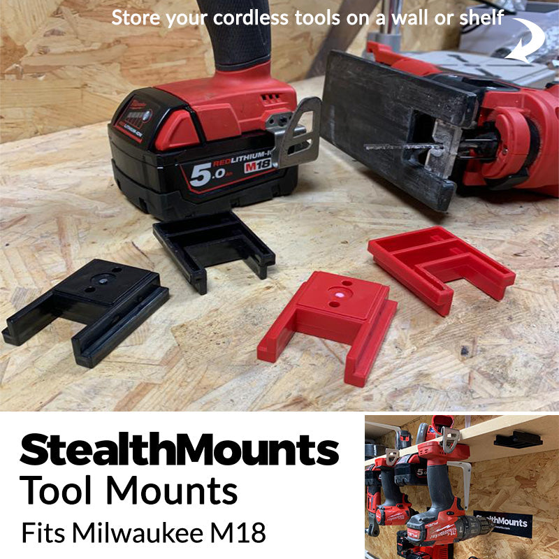 StealthMounts Black Tool Mounts for Milwaukee M18