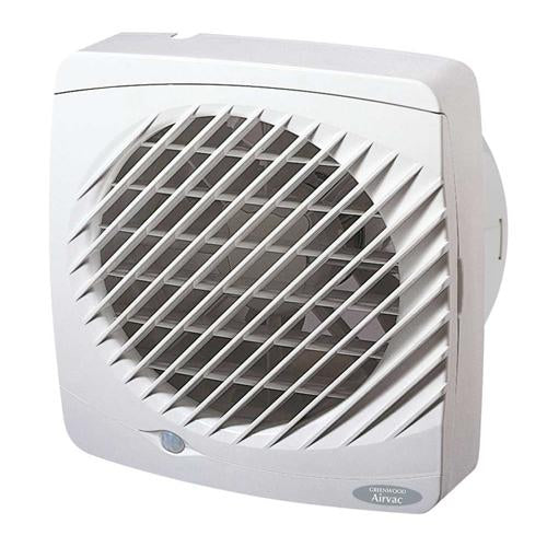 Kitchen Window Extractor Fan with Humidistat, Run-on Timer & Automatic Shutters Greenwood 1B-EL150HTR-EW150